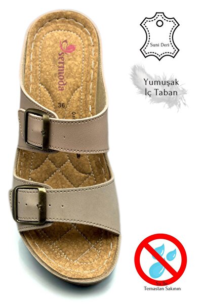 sermoda Papuci sport moi și ușori pentru femei - Cataramă cu bandă dublă, talpă groasă 521/1 nurcă pudră