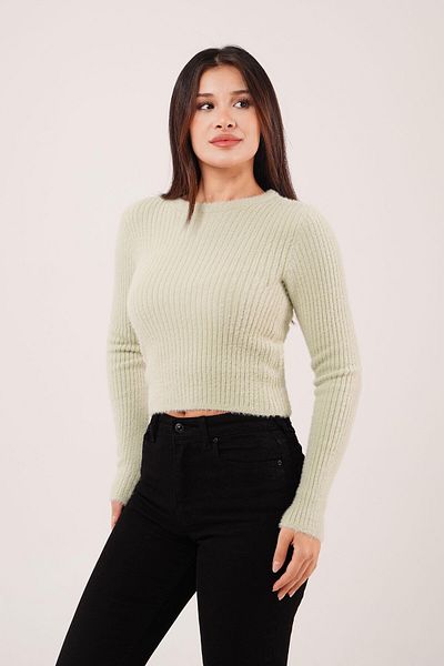 Hipo Trend Bearded Crew Neck Soft Khaki Sweater
