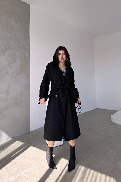 Neşeli Butik Palton negru - țesătură importată, femei, NBMYLK26