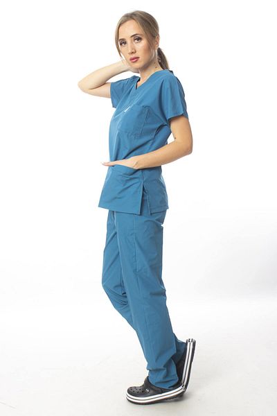 Simirna Üniforma Petrol Green Surgical Doctor Nurse Veterinary Dentist Uniform Jersey Suit