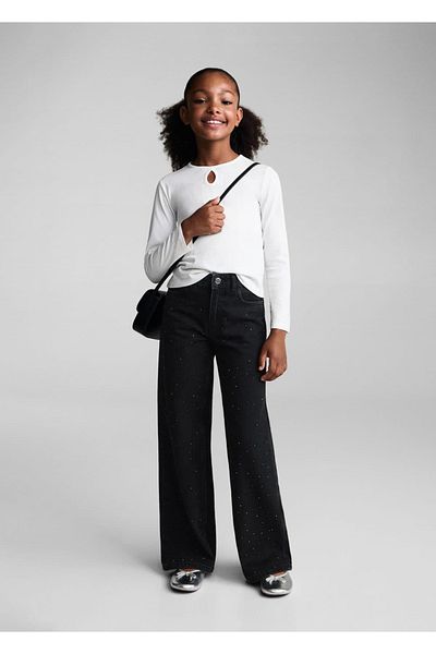 MANGO Kids Strass ίσιο τζιν παντελόνι