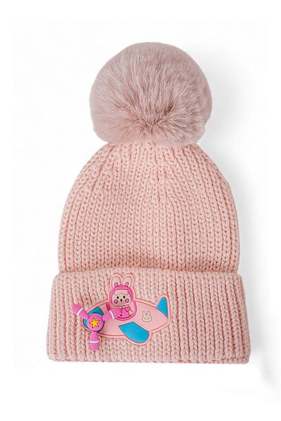 Eke Tekstil Children's Pompom Folded Airplane Embroidered Beret