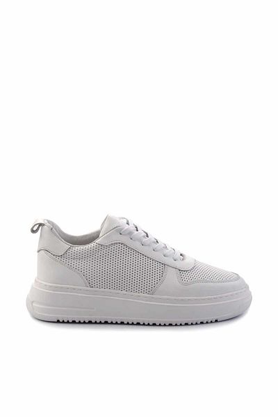 Bambi Λευκό Δερμάτινο Ανδρικό Sneaker E 01549340503