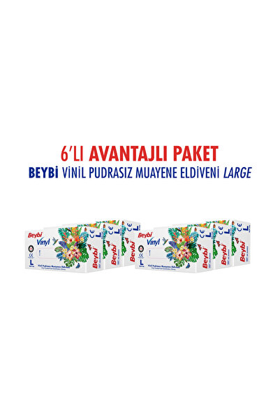 Beybi BEYBİ VİNİL PUDRASIZ LARGE ELDİVEN 6LI PAKET
