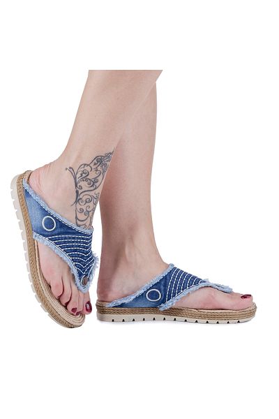 Butik Jeanolog Jeans Slippers Soft Sole Straw Pattern Flip-Flops Casual Slippers