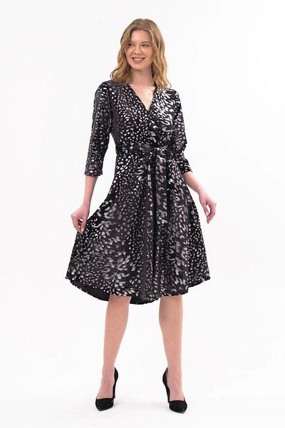 apsen Rochie Midi din catifea imprimata cu model leopard de damă 4477/110