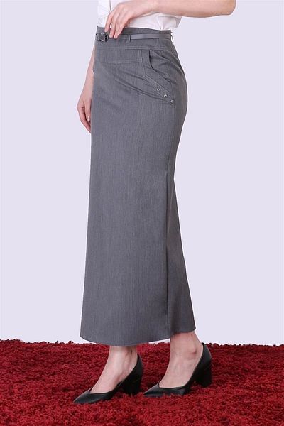 apsen Women's Pink Belted Pocket and Button Detailed Polyviscose Hijab Skirt 2099/95