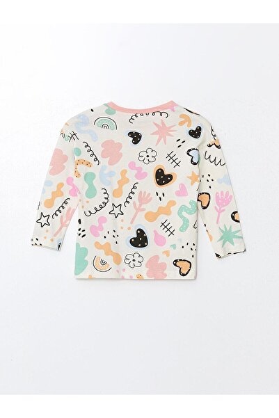 LC Waikiki LCW Kids Baskılı Bisiklet Yaka Baskılı Uzun Kollu Kız Çocuk Pijama Takımı