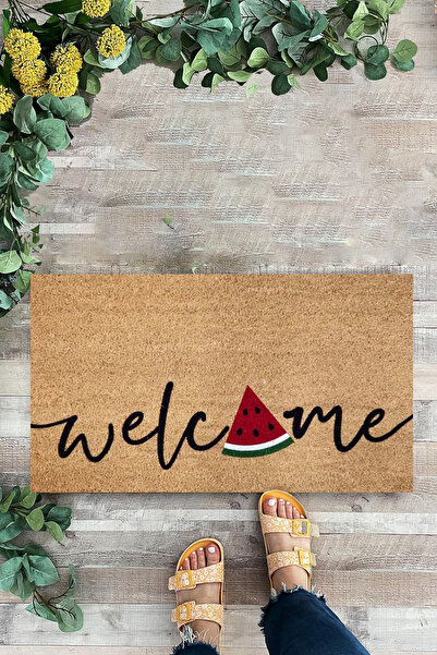 KARMAT Welcome Karpuz Desenli Paspas, İç ve Dış Mekan Kapı Önü Paspası