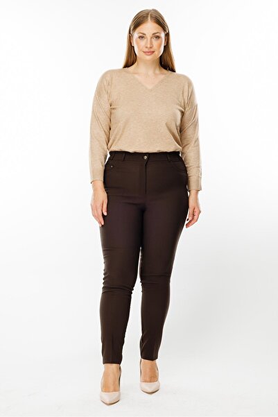 Moda İlgi Modailgi  Kemeri Lastikli Pantolon Kahve
