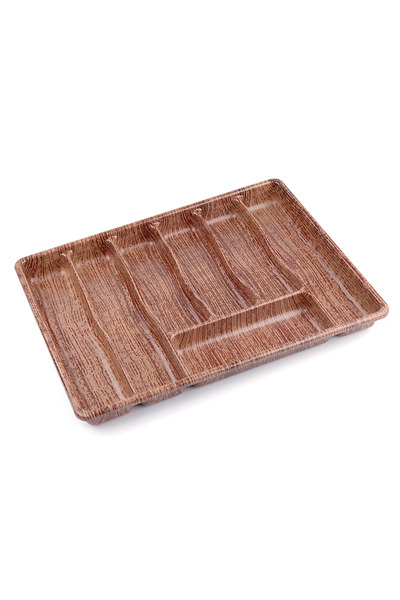 Pazarcan Large - Wood Color - 7 Compartment Drawer Spoon Holder 50X37Cm (5389)