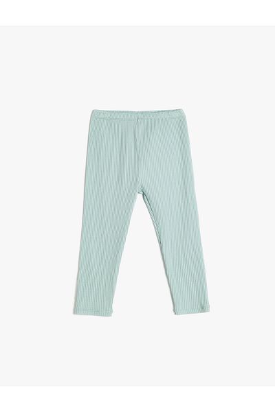 Koton Basic Ribbed Cotton Leggings with Elastic Waist