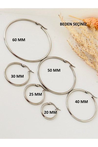 KOALA COMPANY Silver Colored Steel Hoop Earrings