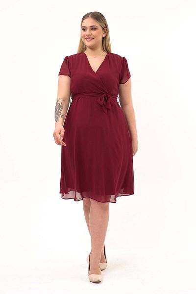 apsen Women's Double Breasted Collar Midi Chiffon Dress 4449/110