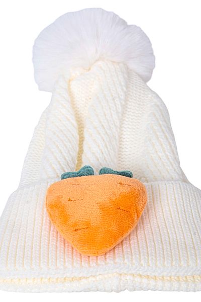 Eke Tekstil Girl's Pompom Folded Toy Fruit Embroidered Beret