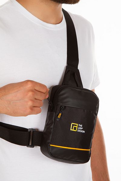 LOOP DESIGN Geantă de umăr încrucișată unisex cu compartiment pentru telefon