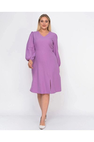 apsen Rochie din crep midi, cu decolteu în V, cu fante mari, pentru femei 4479/110
