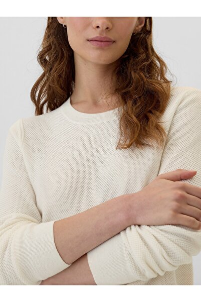 GAP Kadın Kırık Beyaz Textured Kazak