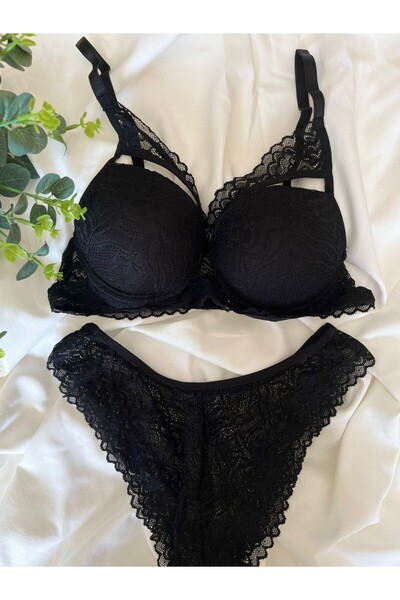 blackstrip Crimson Elegance Destekli Dantel Sütyen Takımı - Bralet Ve Külot Seti