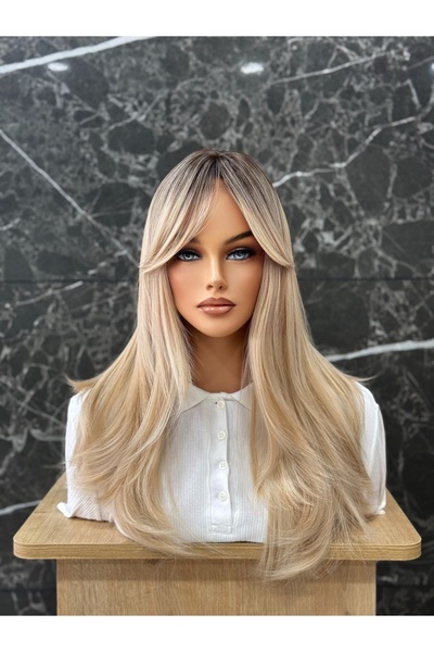 Fenomen Peruk Gerçek Saç Dokusunda Uzun Perçemli Ombreli