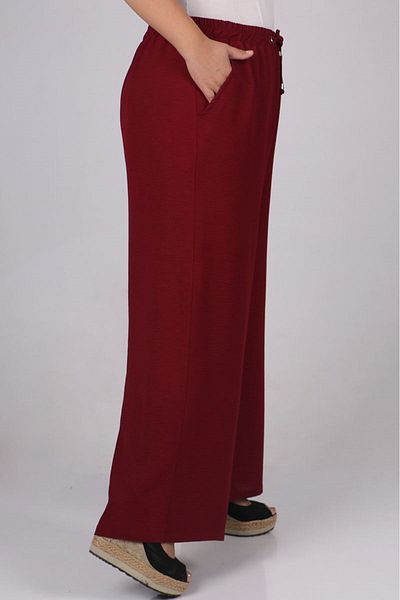 Eslina 9170 Claret Red Large Size Wide Leg Mosquino Trousers