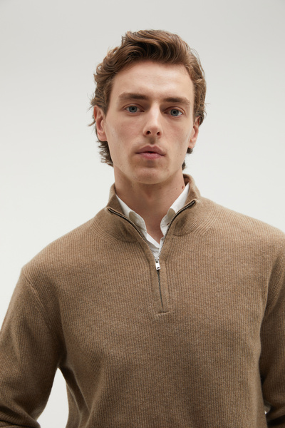Mudo Zippered Stand Collar Wool Blended Sweater