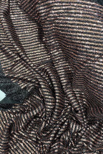 Mu Art Bearded Striped Sequin Fabric Sequin Sequin Fabric Evening Dress Engagement Wedding Black Copper