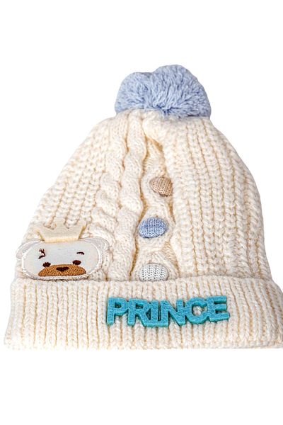 Eke Tekstil Boy's Folded Prince Embroidered Beret with Pompom