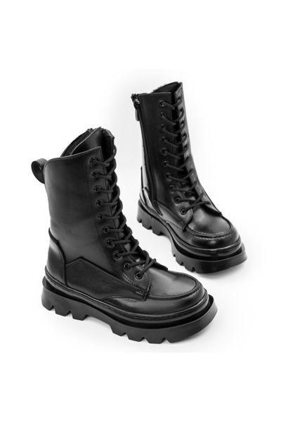 Genel Markalar Kız Çocuk Suya Dayanıklı Bağcık Fermuarlı Kışlık Tüylü İç Astarlı Bot Ayakkabı FK3377