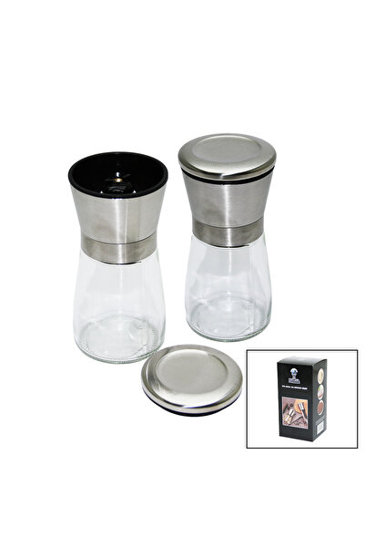 Go İthalat Glass Jar with Metal Lid - Small Salt - Spice Grinder (4887) Mchd-...
