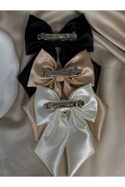 TwinsSis Store Glossy Satin Model Bow Automatic Buckle