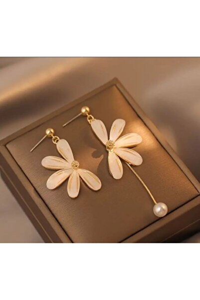 Dgt Luxury İnci detaylı Küpe Bohem tarzı asimetrik papatya çiçeği