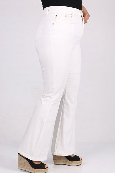 Eslina Λευκό 9110 Model Large Size Flare Leg Jeans