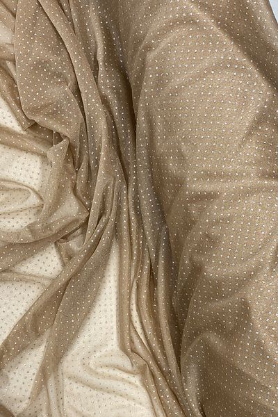 Mu Art Raindrop Glitter Evening Dress with Shawl Tulle Fabric Light Gold 28-A