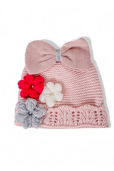 Eke Tekstil Girl's Bow Folded Flower Embroidered Beret