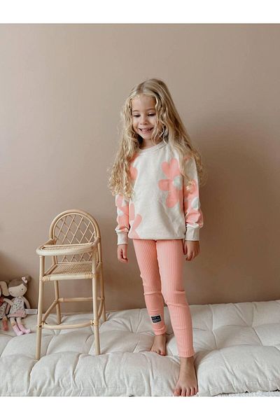 hira kids collection Flower Printed Girl's Tights Bottom Top Set