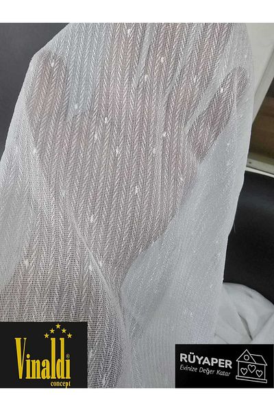 Vinaldi Rüyaper Trendy Non-Wrinkle Tight Pleat Dot Detailed Fish Back Tulle Curtain Suitable for All Rooms