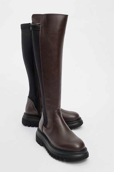 LuviShoes SHADOW Braun Stretch Detaillierte Damenstiefel