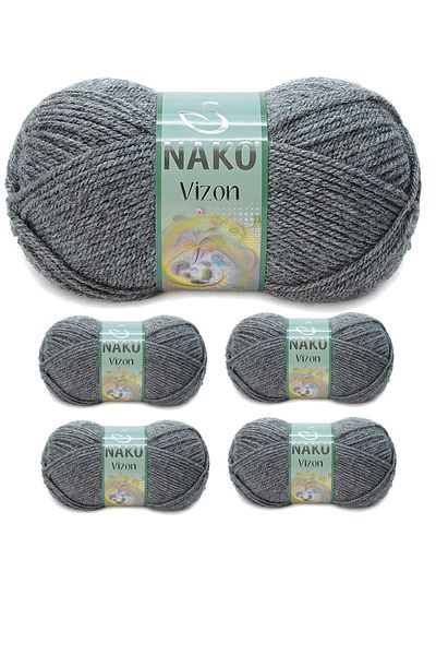NAKO 5 Pieces Mink Premium Acrylic Hand Knitting Yarn Wool Color No:193 Dim Gray