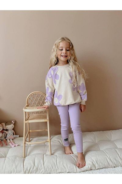 hira kids collection Flower Printed Girl's Tights Bottom Top Set