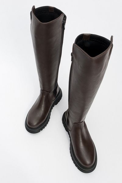LuviShoes SHADOW Braun Stretch Detaillierte Damenstiefel
