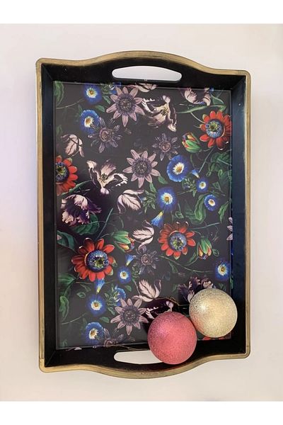 costurera Royaleks Elif Patterned Tray with Handle - Isr-5720