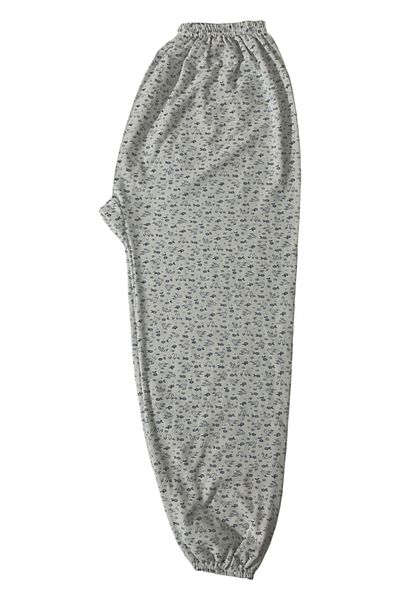 Pi Giyim Women's Winter Mother Patterned Long Elastic Waist Combed Cotton Sleepwear Ankle Elastic