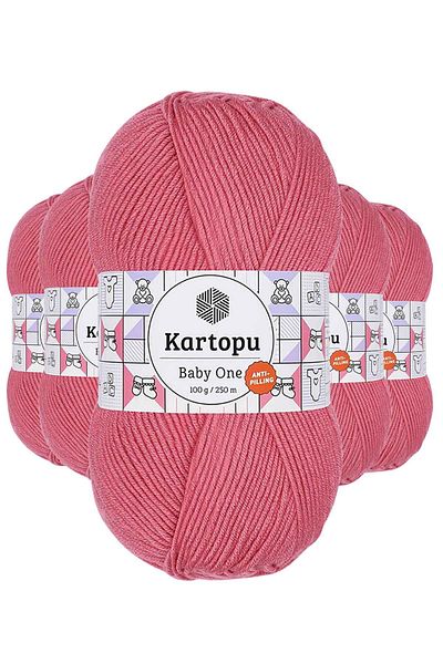 Mu Art 5 Pieces Baby One Non-Pilling Hand Knitting Yarn Wool Candy Pink K244