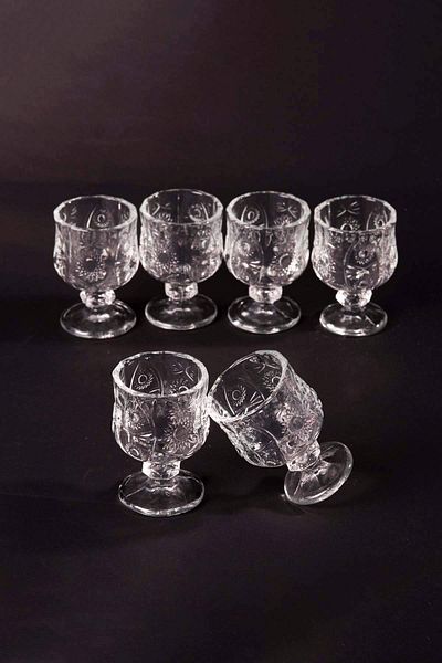 Rasanet Standing Coffee Side Glass Crystal Cut Shot Glass 7cm x 4 cm Set of 6