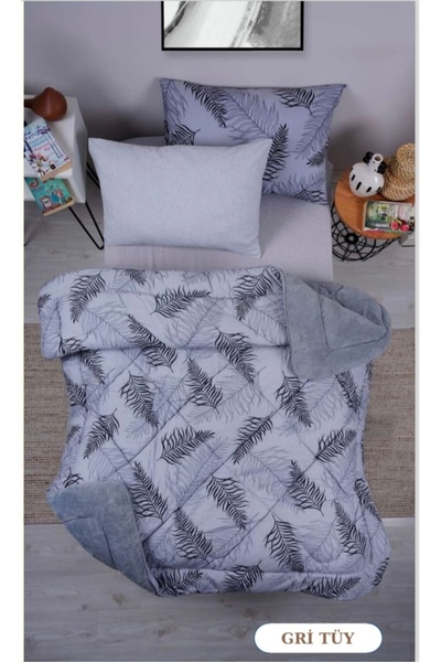 Öncül Tek Kişilik Welsoft Uyku Seti (Lastikli Çarşaf) Gri Tüy 4 PARÇA SET V2