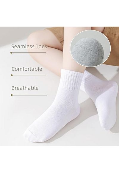 Bellanora 3 Pairs Girls Boys Sports School Training Daily Running Anti-Sweat Combed Cotton Socks Set