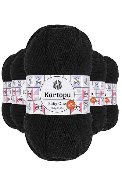 Kartopu 5 τεμάχια Baby One Μαλλί πλεξίματος χειρός που δεν μουτζουρώνει Μαύρο K940