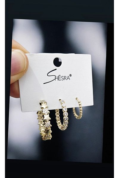 shesra أقراط ثلاثية من الفولاذ