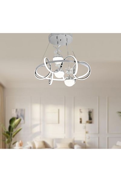 TT AYDINLATMA Tt314-3Tpl-Kr Lighting - 3 Color Light Modules, Large Spiral Model, Chrome Plated Led Chandelier
